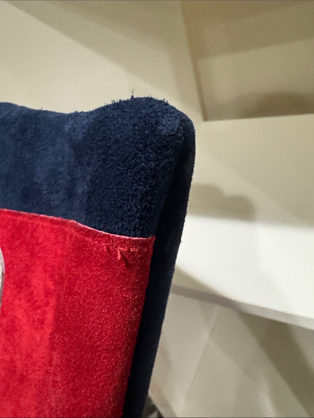 Vintage Navy and Red Suede Sailboat Accent Chain Shoulder 2-Way Bag - Picture 6 of 7